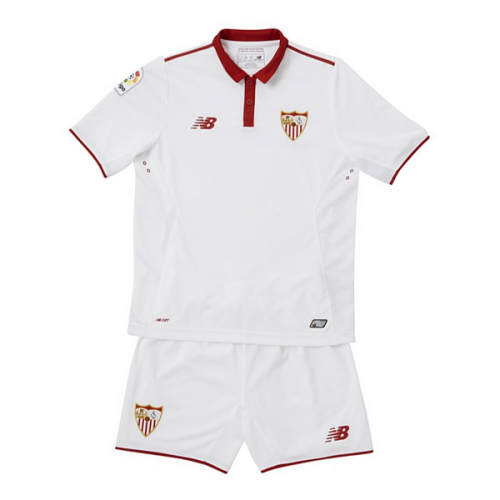 Kids Sevilla 2016-17 Home Soccer Shirt With Shorts